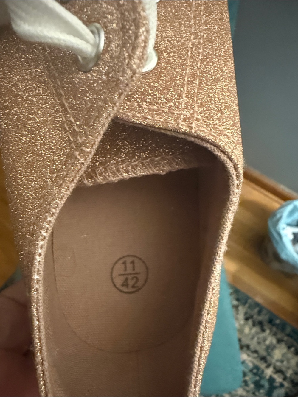 Glitter Lace-Up Women's Sneakers in Rose Gold - Picture 4 of 5
